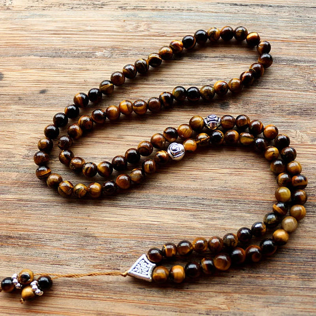 Handmade 6mm Natural Stone Bead With Alloy Charm Shape 99 Prayer Beads Islamic Tasbih