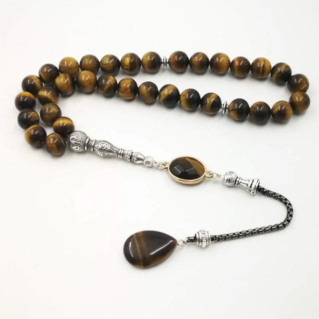 Man Tasbih Natural Tiger eye stone Islamic prayer beads Islamic Eid Ramadan Quality Gifts  33 99 beads