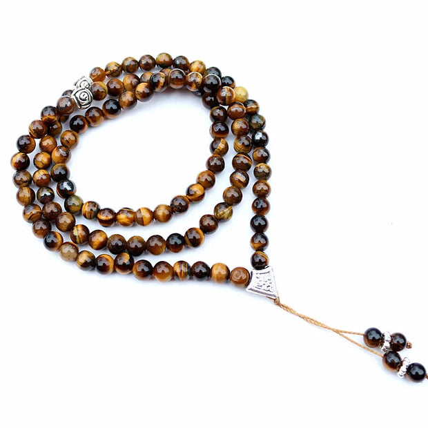 Handmade 6mm Natural Stone Bead With Alloy Charm Shape 99 Prayer Beads Islamic Tasbih