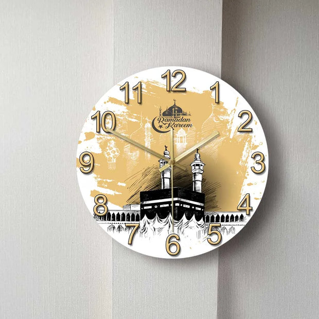 Mecca Holy Kaaba Modern Design Silent Wall Clock Ramadan Kareem Mosque