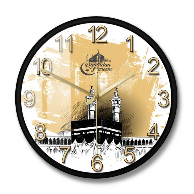 Mecca Holy Kaaba Modern Design Silent Wall Clock Ramadan Kareem Mosque