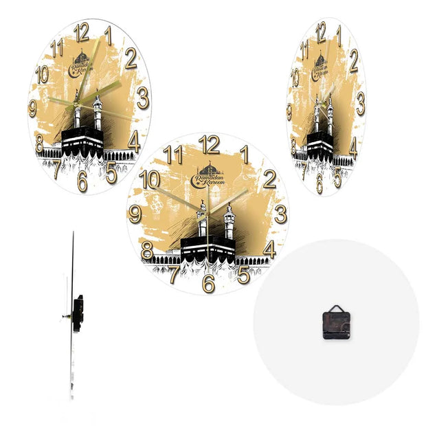 Mecca Holy Kaaba Modern Design Silent Wall Clock Ramadan Kareem Mosque