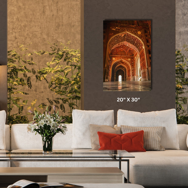  Masjid Mosque at the Taj Mahal. Agra, Uttar Pradesh, India Islamic Wall Art Stretched Canvas  Islamic Canvas and Giftware  16″ x 24″ (Vertical) / 1.18"-20″ x 30″ (Vertical) / 1.18"-30" x 40" (Vertical) / 1.18"-40" x 60" (Vertical) / 1.18"