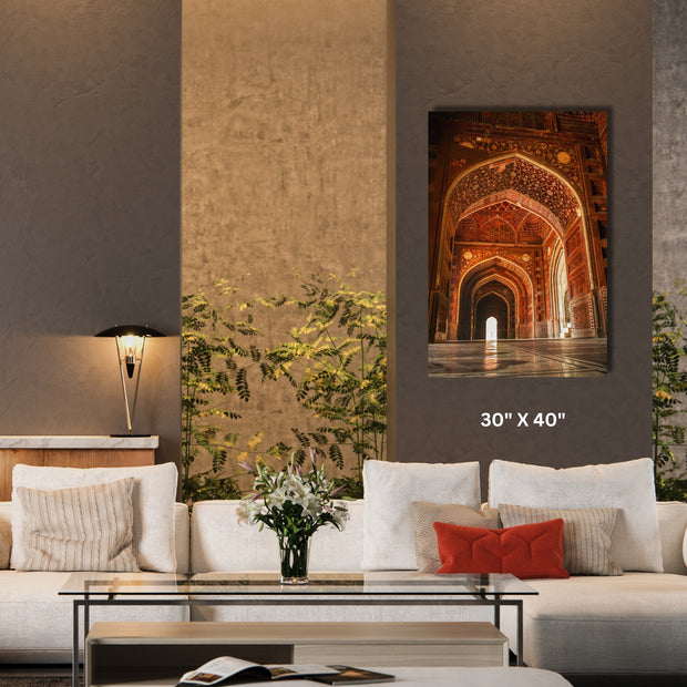  Masjid Mosque at the Taj Mahal. Agra, Uttar Pradesh, India Islamic Wall Art Stretched Canvas  Islamic Canvas and Giftware  16″ x 24″ (Vertical) / 1.18"-20″ x 30″ (Vertical) / 1.18"-30" x 40" (Vertical) / 1.18"-40" x 60" (Vertical) / 1.18"