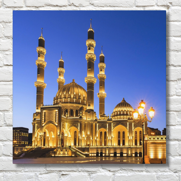  Masjid New mosque in Baku Stretched Canvas Islamic Wall Art  Islamic Canvas and Giftware  12″ x 12″ / 1.18"-16″ x 16″ / 1.18"-24″ x 24″ / 1.18"-30″ x 30″ / 1.18"