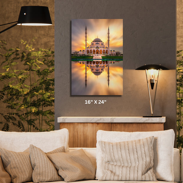  Masjid Sharjah New Mosque Largest mosque in Dubai Stretched Canvas Islamic Wall Art  Islamic Canvas and Giftware  16″ x 24″ (Vertical) / 1.18"-20″ x 30″ (Vertical) / 1.18"-30" x 40" (Vertical) / 1.18"-40" x 60" (Vertical) / 1.18"