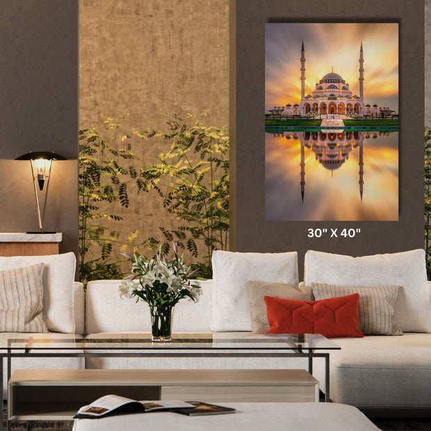  Masjid Sharjah New Mosque Largest mosque in Dubai Stretched Canvas Islamic Wall Art  Islamic Canvas and Giftware  16″ x 24″ (Vertical) / 1.18"-20″ x 30″ (Vertical) / 1.18"-30" x 40" (Vertical) / 1.18"-40" x 60" (Vertical) / 1.18"