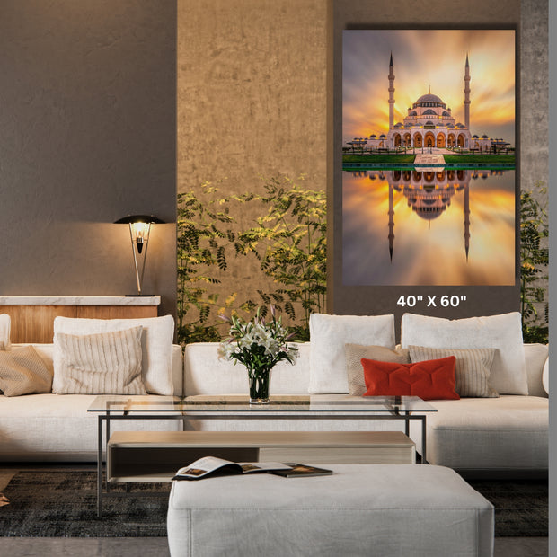  Masjid Sharjah New Mosque Largest mosque in Dubai Stretched Canvas Islamic Wall Art  Islamic Canvas and Giftware  16″ x 24″ (Vertical) / 1.18"-20″ x 30″ (Vertical) / 1.18"-30" x 40" (Vertical) / 1.18"-40" x 60" (Vertical) / 1.18"