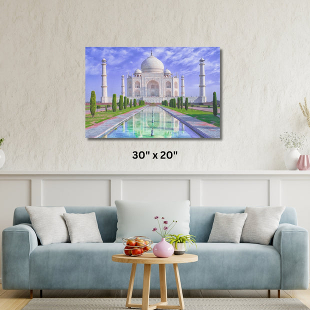 Masjid  Stretched Canvas Taj Mahal at morning light with reflection in water