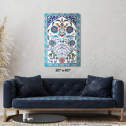 Ottoman textile Red, Aqua, Blue Floral designed Stretched Canvas