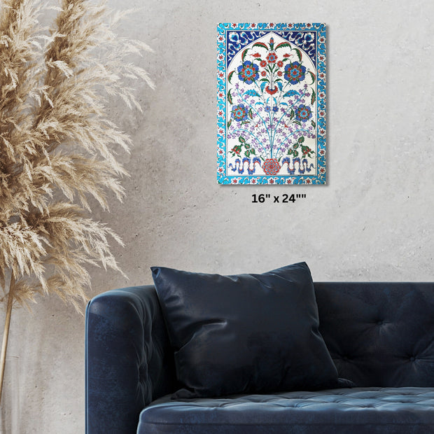Ottoman textile Red, Aqua, Blue Floral designed Stretched Canvas