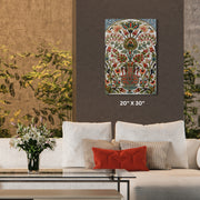 Turkish Ottoman textile Stretched Canvas with Brown floral design