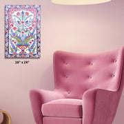 Turkish Ottoman Pink floral textile Stretched Canvas