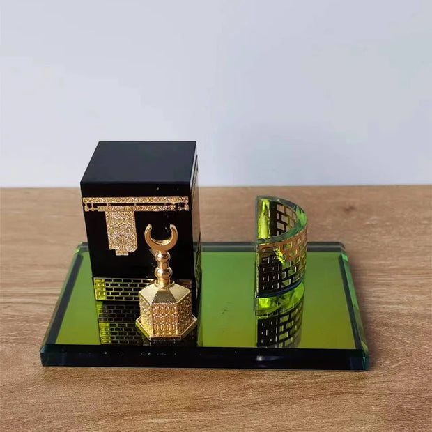 Saudi Arabian Style Mecca Mosque Kaaba Mecca Bell Tower Crystal Model