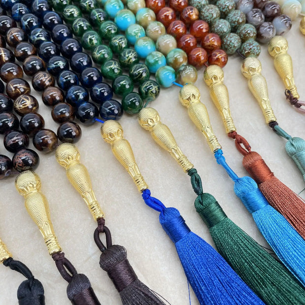 Handmade 10mm 33 Beads Glass  Ramadan Tasbih Islamic Arab Prayer Beads