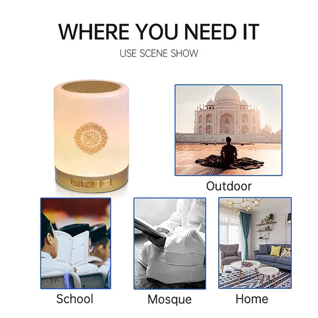 Bright Islamic Night Light Quran Lamp Box Koran Gift Azan Wireless Bluetooth Speaker Sound Portable Bluetooth