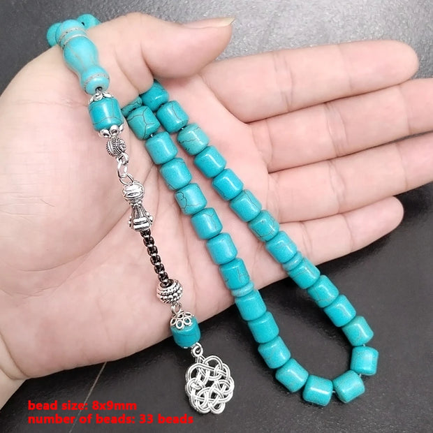 Tasbih blue Turquoise  33 99Prayer Beads Barrel  Eid gift