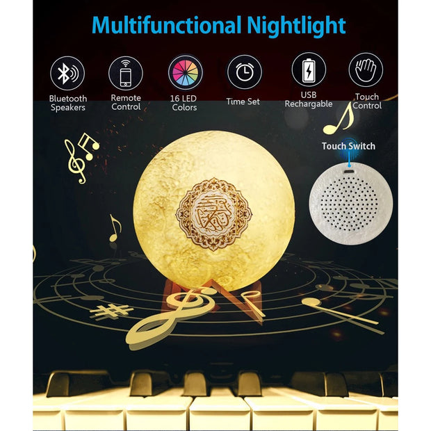 Bright Islamic Night Light Quran Lamp Box Koran Gift Azan Wireless Bluetooth Speaker Sound Portable Bluetooth