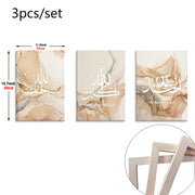 3pcs Framed Islamic Canvas Print Alhamdulillah Ayatul Kursi Islamic Calligraphy Wall Art Print Black White Marbling Painting