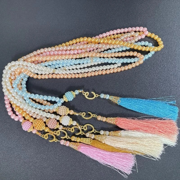 6mm 99 Glass Pearls Tassel  Islamic Prayer Beads
