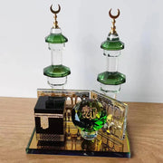 Saudi Arabian Style Mecca Mosque Kaaba Mecca Bell Tower Crystal Model