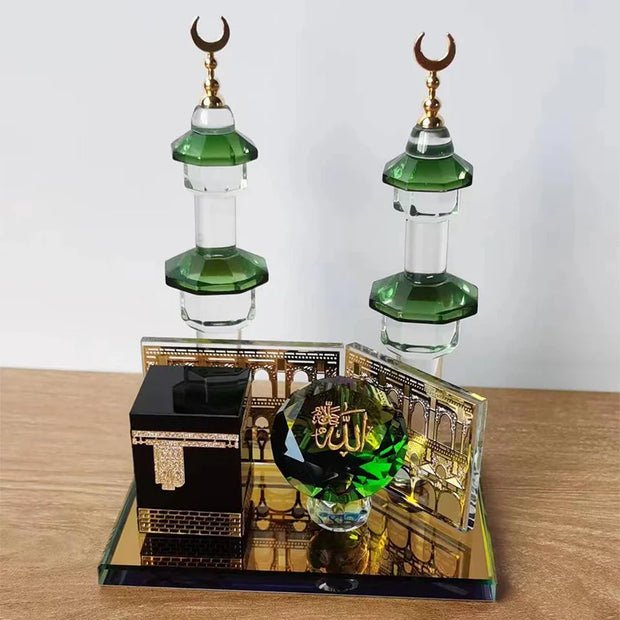 Saudi Arabian Style Mecca Mosque Kaaba Mecca Bell Tower Crystal Model