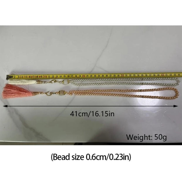 6mm 99 Glass Pearls Tassel  Islamic Prayer Beads
