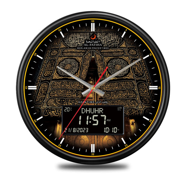 AL-FATIHA Athan Muslim Clock Digital-Analog Watch with Hijri Calendar Azan Prayer Times