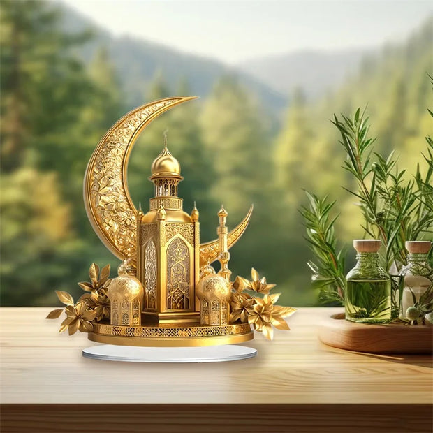 Ramadan Table Decorations Eid Mubarak Islamic 2d Moon Castle Sign For Home