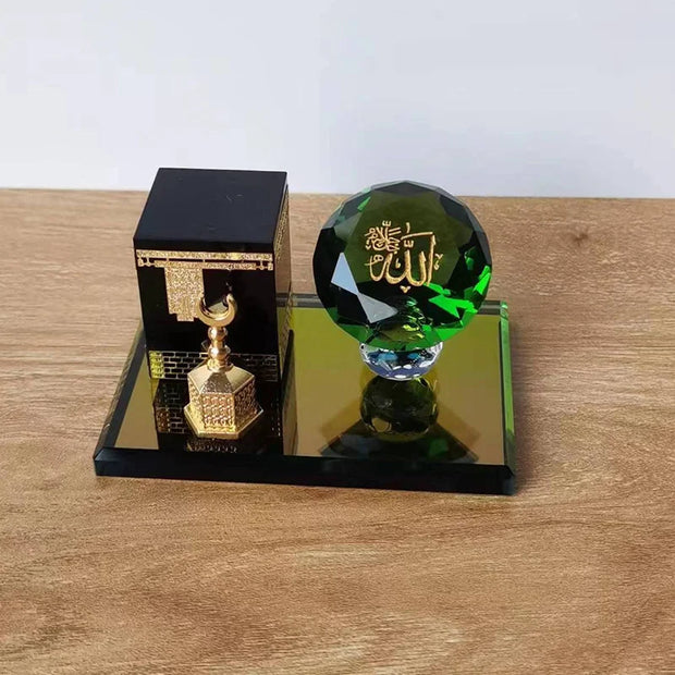 Saudi Arabian Style Mecca Mosque Kaaba Mecca Bell Tower Crystal Model