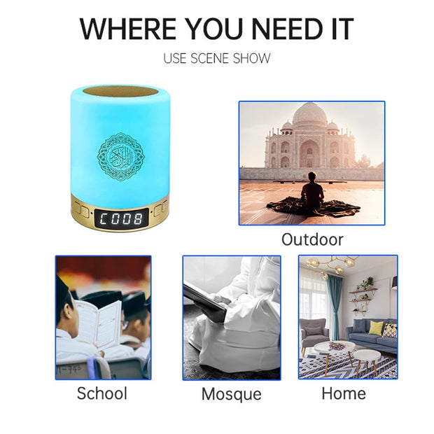 Bright Quran Azan  Koran Bluetooth Speaker Portable Night Light Holy Lamp Sound Box  Wireless  Mp3