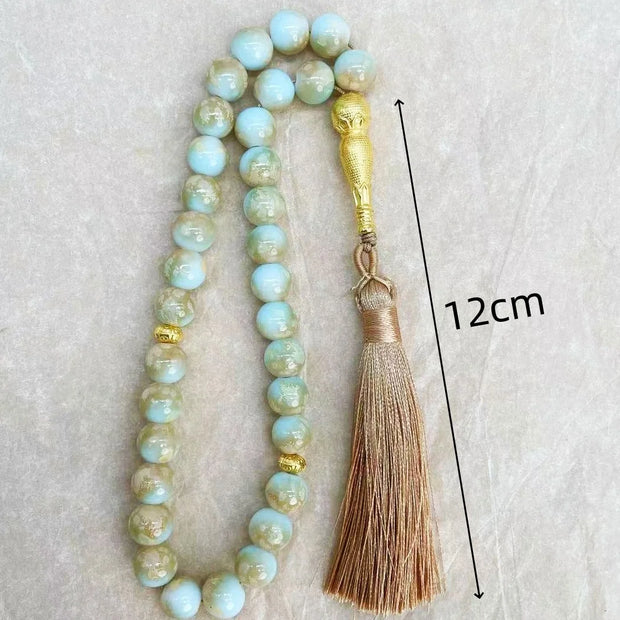 Handmade 10mm 33 Beads Glass  Ramadan Tasbih Islamic Arab Prayer Beads