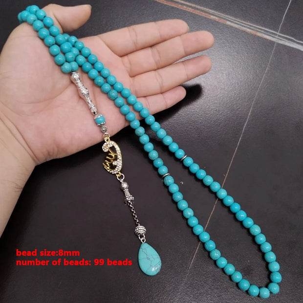 Tasbih Turquoises stone 99 100 Prayer Beads Misbaha Islamic Eid Gift  bracelets