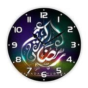 Luxury Golden Eid Mubarak Mosques and Fanoos Lanterns Wall Clock