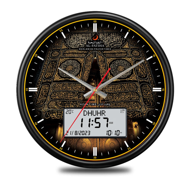AL-FATIHA Athan Muslim Clock Digital-Analog Watch with Hijri Calendar Azan Prayer Times
