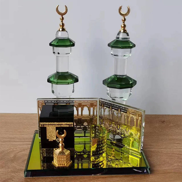 Saudi Arabian Style Mecca Mosque Kaaba Mecca Bell Tower Crystal Model