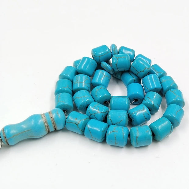Tasbih blue Turquoise  33 99Prayer Beads Barrel  Eid gift