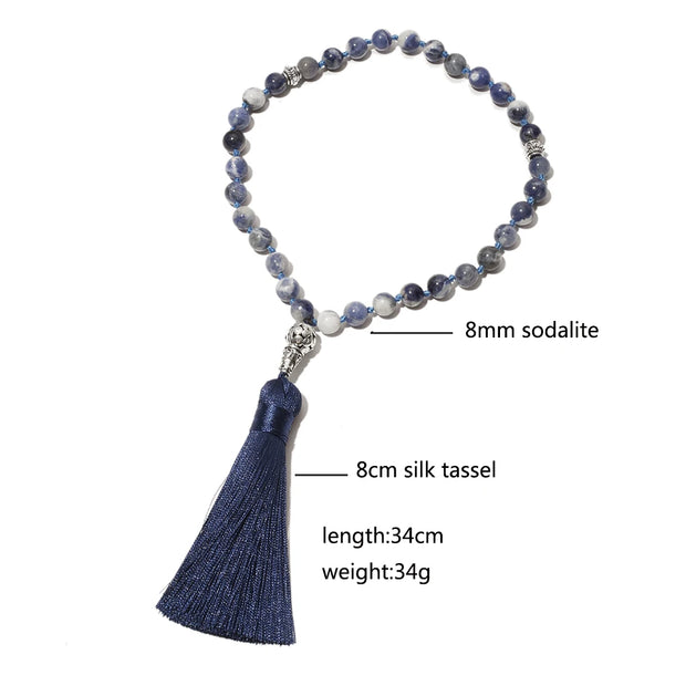 Islamic Tasbih Prayer Beads 8mm Sodalite Beads Knotted Tasbih 33 Beads