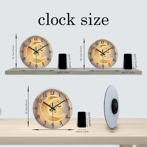 Luxury Golden Moon Lantern 4mm Thickeneded Tempered Glass  Wall Clock Silent Quartz Clock Kaishi Gift  (No Battery)