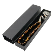 99 Tasbeeh Natural Tiger Eye Stone 8mm Beads Tasbih Islamic  Worship Tassel Allah  Box Packaging