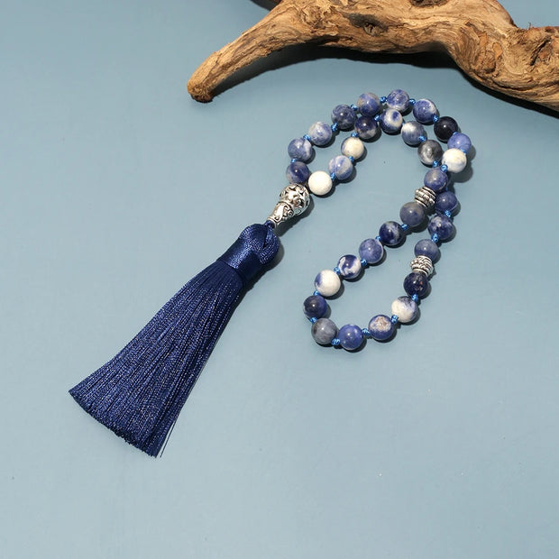 Islamic Tasbih Prayer Beads 8mm Sodalite Beads Knotted Tasbih 33 Beads