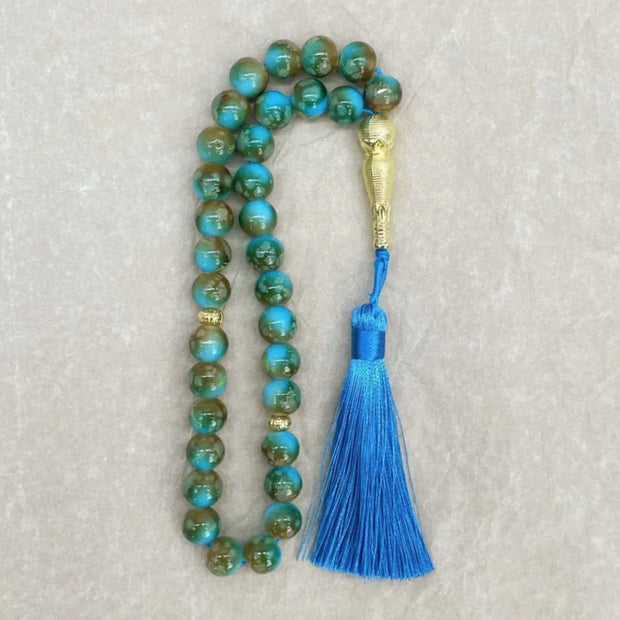 Handmade 10mm 33 Beads Glass  Ramadan Tasbih Islamic Arab Prayer Beads
