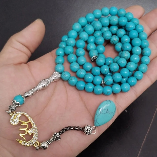 Tasbih Turquoises stone 99 100 Prayer Beads Misbaha Islamic Eid Gift  bracelets