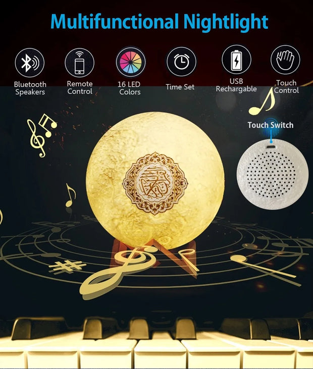 Bright Quran Azan  Koran Bluetooth Speaker Portable Night Light Holy Lamp Sound Box  Wireless  Mp3