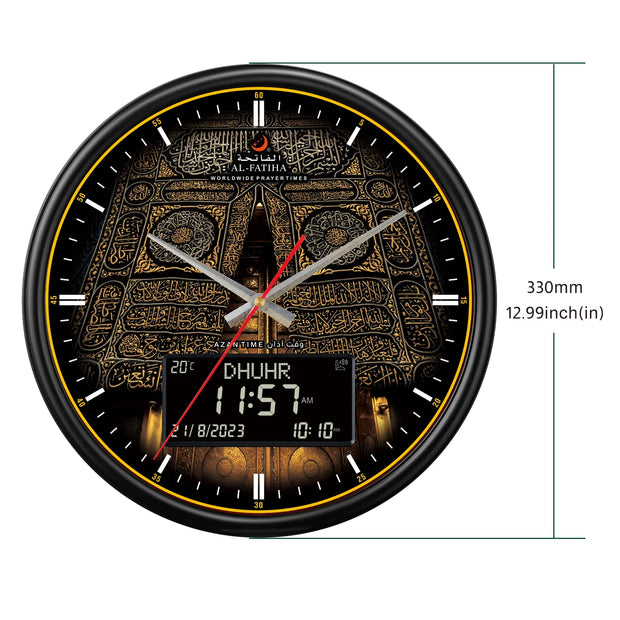 AL-FATIHA Athan Muslim Clock Digital-Analog Watch with Hijri Calendar Azan Prayer Times