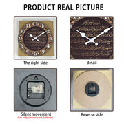 Islamic Calligraphy Scripture Wooden Wall Clock Living Room Bedroom Kitchen Home