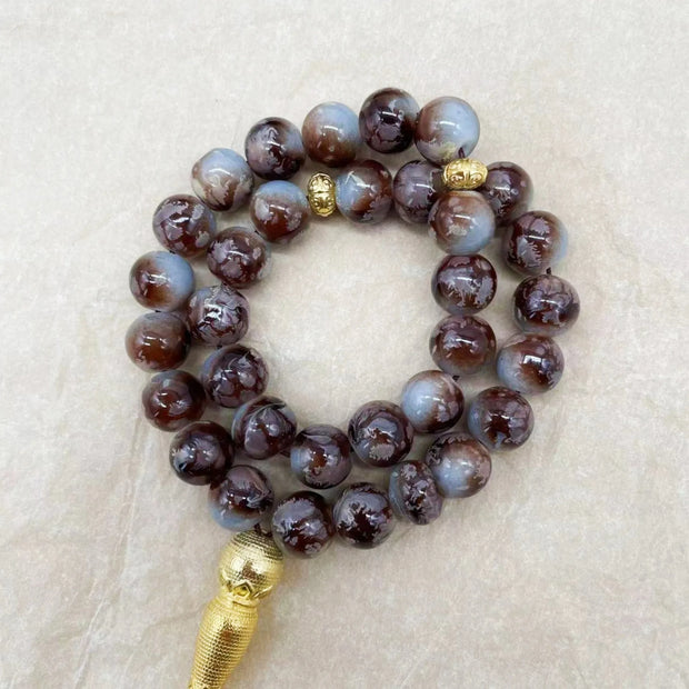 Handmade 10mm 33 Beads Glass  Ramadan Tasbih Islamic Arab Prayer Beads