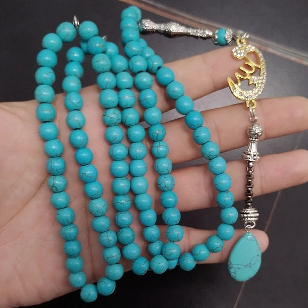Tasbih Turquoises stone 99 100 Prayer Beads Misbaha Islamic Eid Gift  bracelets