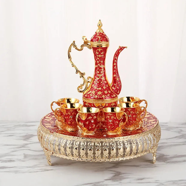 Vintage Coffee Cup Set Shiny Crystal Court Luxury Tea Set