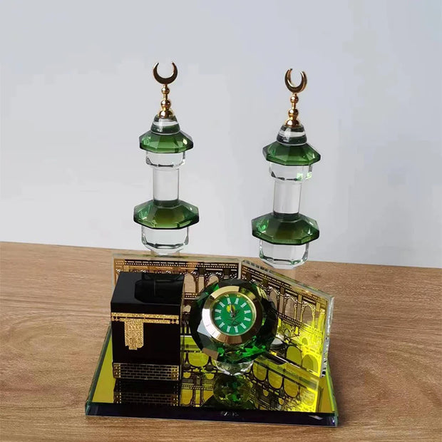 Saudi Arabian Style Mecca Mosque Kaaba Mecca Bell Tower Crystal Model